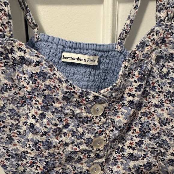 Abercrombie & Fitch Pleated Blue Floral Linen Blend Camisole Size XS Women’s - Picture 6 of 11